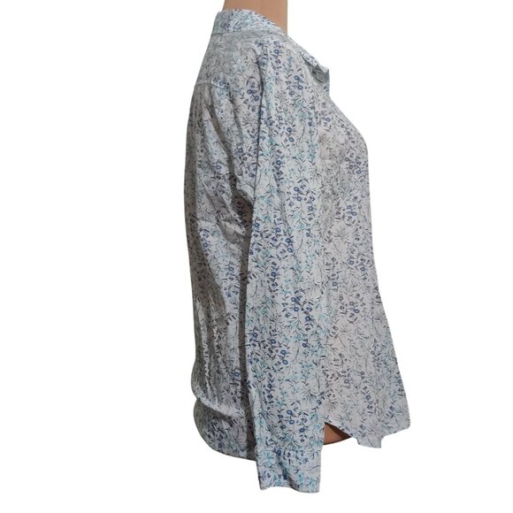 Old Navy L Blue Floral Button Up Classic Shirt 100% Cotton Cottagecore Preppy - Picture 3 of 7
